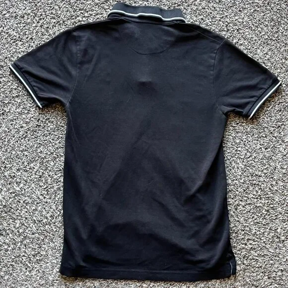 Kappa Black Polo Shirt Womens Med Grunge Embroidered Punk Alternative Slim Fit - Picture 3 of 6